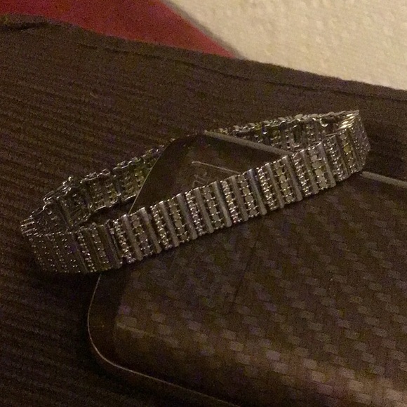 GORGEOUS STERLING SILVER GENUINE DIAMOND π BRACELET! - Picture 1 of 7